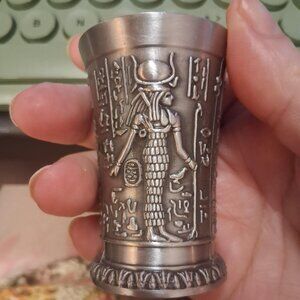 Egyptian Shot Glass shotglass pewter? NWOT AWESOME Detailed LQQK! *READ**